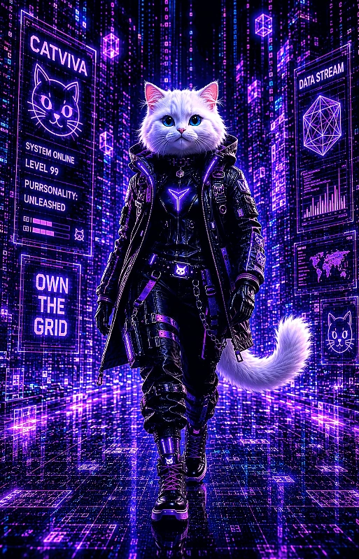 CatViva Cyberpunk Animation, Neon Future and Digital Art