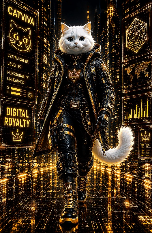 CatViva Cyberpunk Royalty, Neon Future and Digital Art