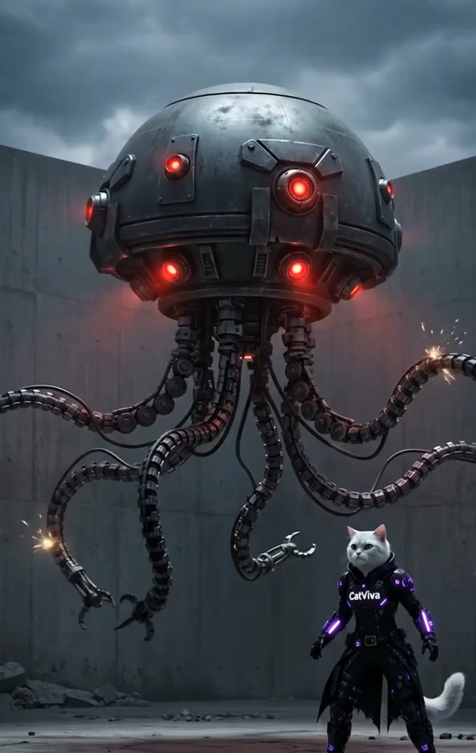 CatViva Battles Giant Jellyfish Robot in Epic Sci-Fi Action