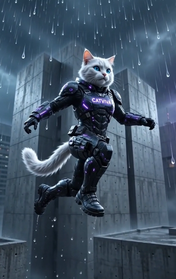 CatViva Cyberpunk Cat Jump & Rooftop Parkour Action