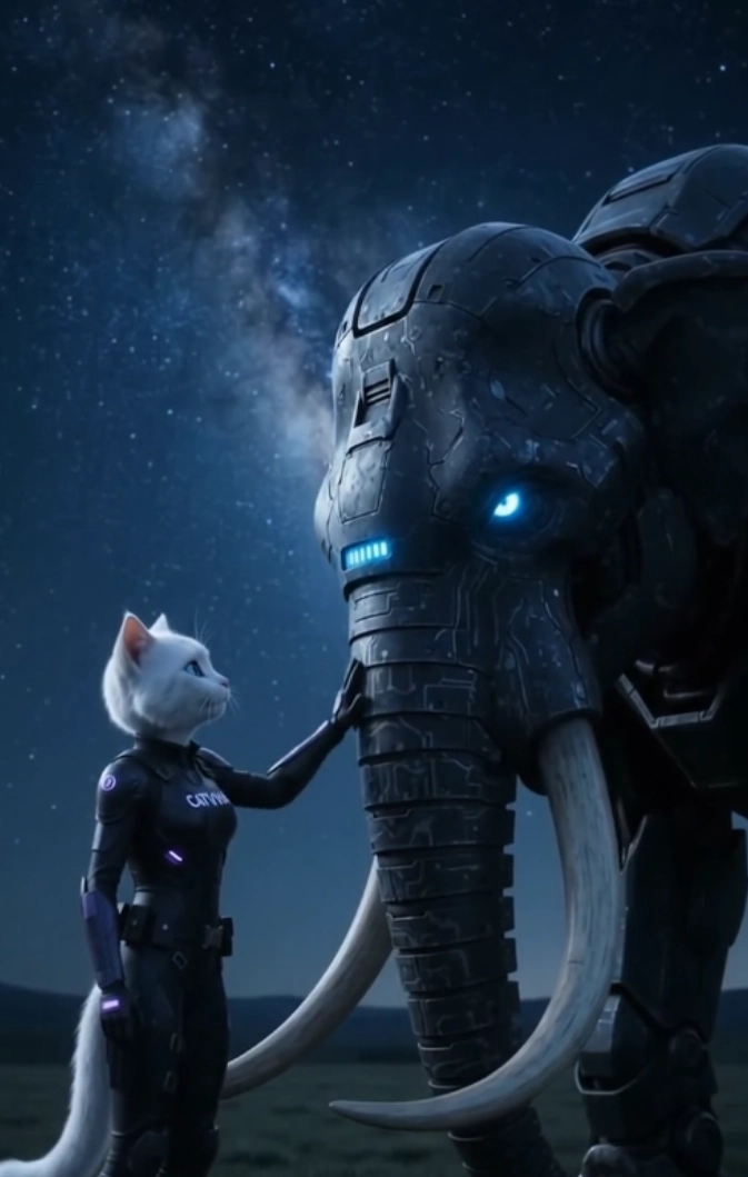 CatViva Neural Synchronization Activates Giant Elephant Robot